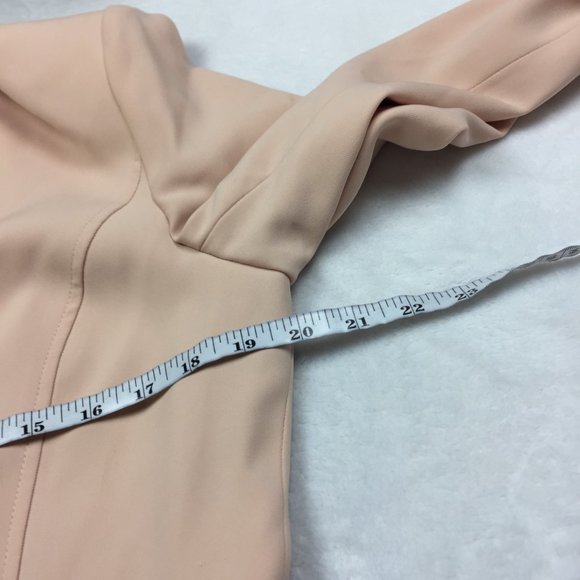 Cache Open Front Draped Blazer Jacket Size 12 Womans Beige Pink Long Sleeve Zip - Picture 12 of 14